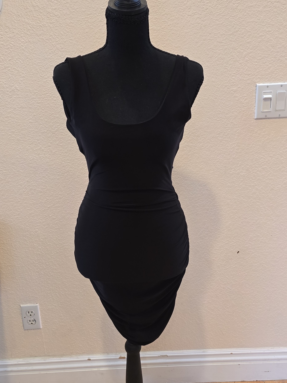 Fashion Nova Black Sleeveless Ruched Mini Dress